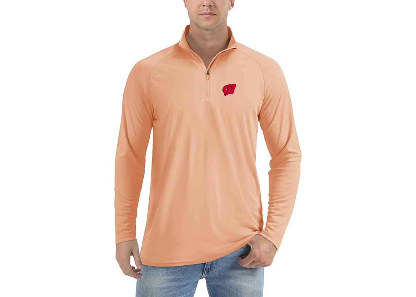 Men's Wisconsin Badgers Lightweight Quarter-Zip Athletic Shirt Long Sleeve Performance Wear