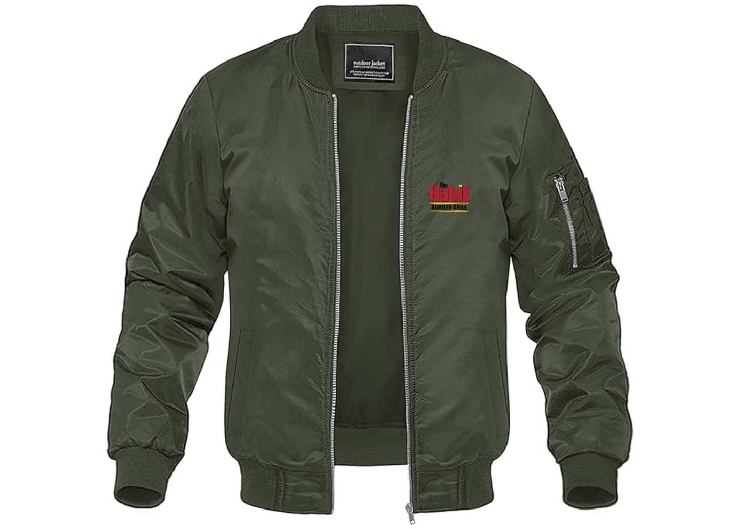 Men's The Habit Burger Grill Lightweight Bomber Jacket Windbreaker Softshell Varsity Jacket Coat