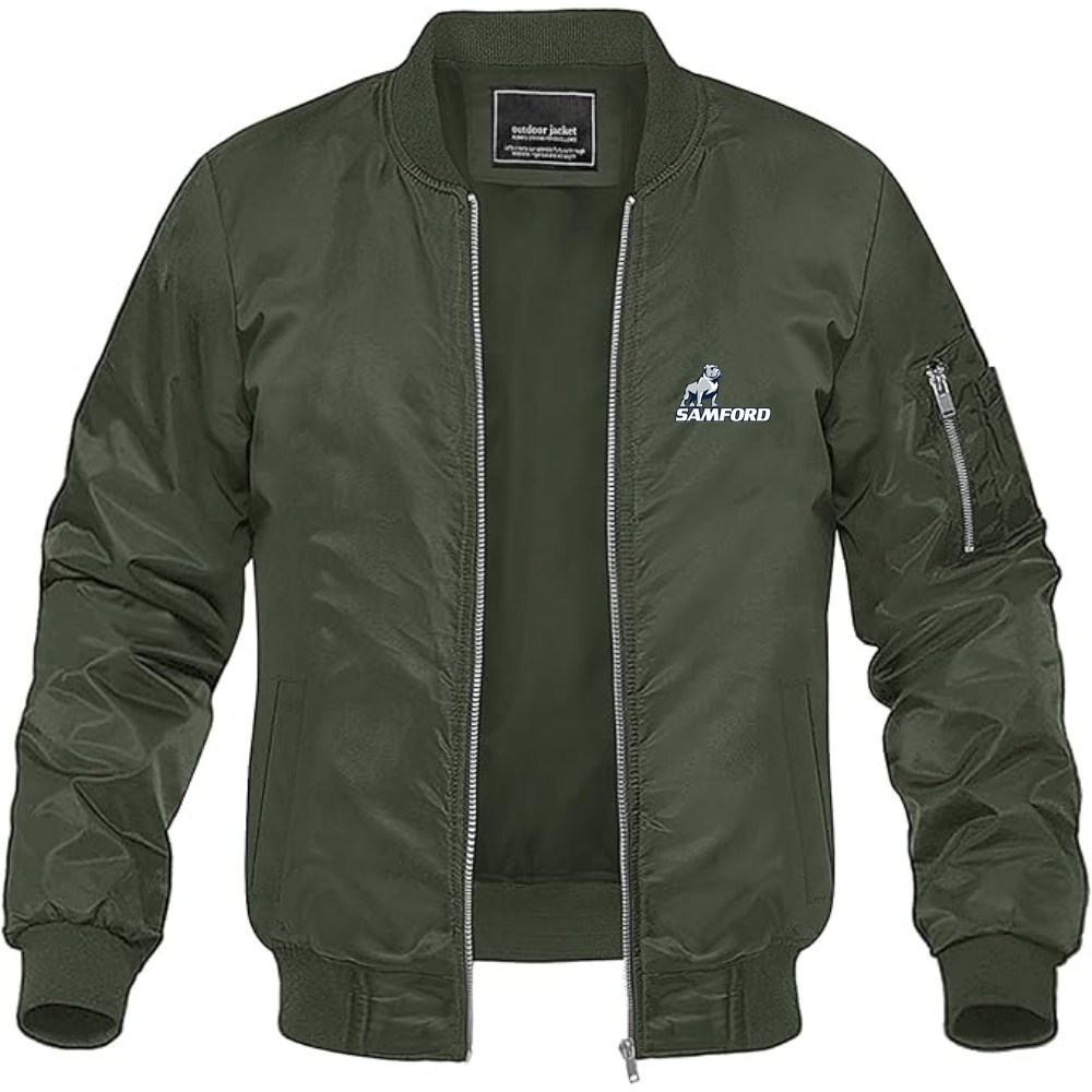 Men's Samford Bulldogs Logo Lightweight Bomber Jacket Windbreaker Softshell Varsity Jacket Coat