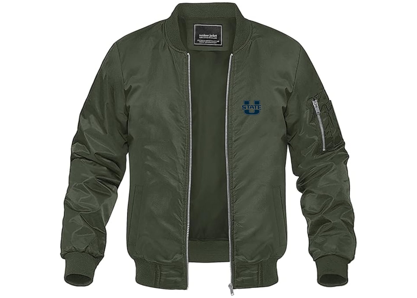 Men's Utah State Aggies Lightweight Bomber Jacket Windbreaker Softshell Varsity Jacket Coat