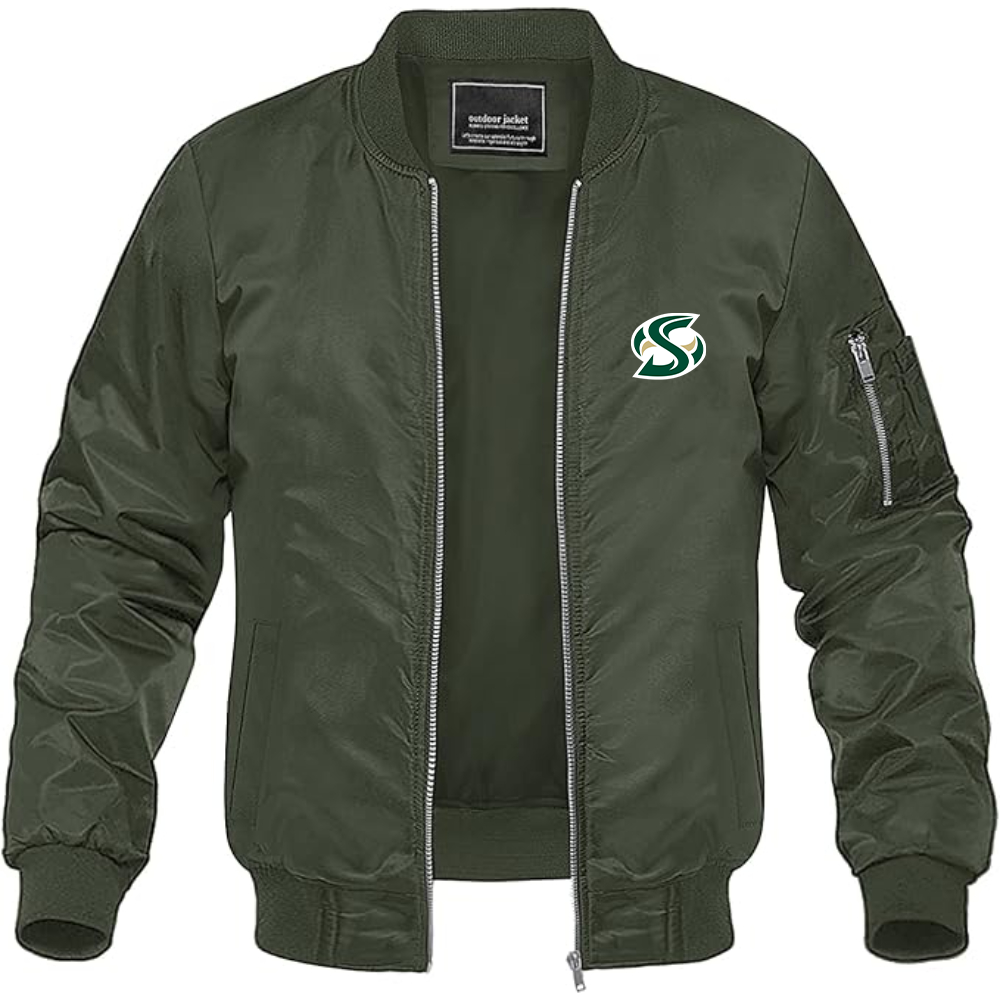 Men's Sacramento State Hornets Logo Lightweight Bomber Jacket Windbreaker Softshell Varsity Jacket Coat