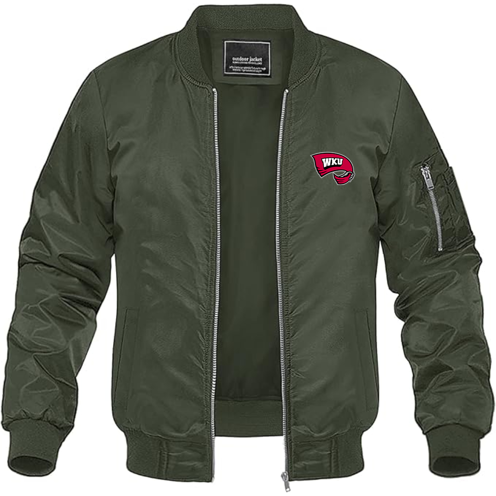 Men's Western Kentucky Hilltoppers Logo Lightweight Bomber Jacket Windbreaker Softshell Varsity Jacket Coat