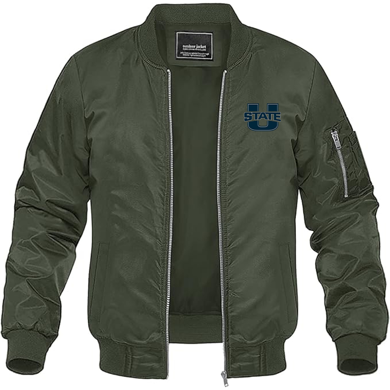 Men's Utah State Aggies Lightweight Bomber Jacket - Army Green