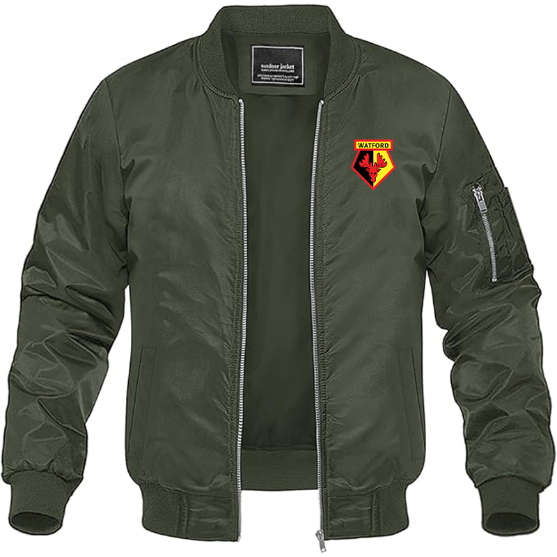 Men's Watford Soccer Lightweight Bomber Jacket - Army Green