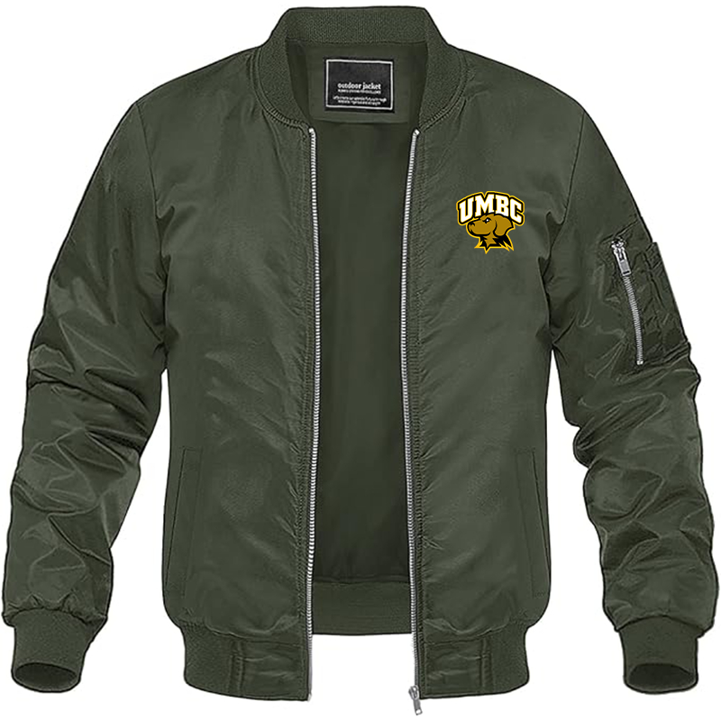 Men's UMBC Retrievers Lightweight Bomber Jacket - Army Green