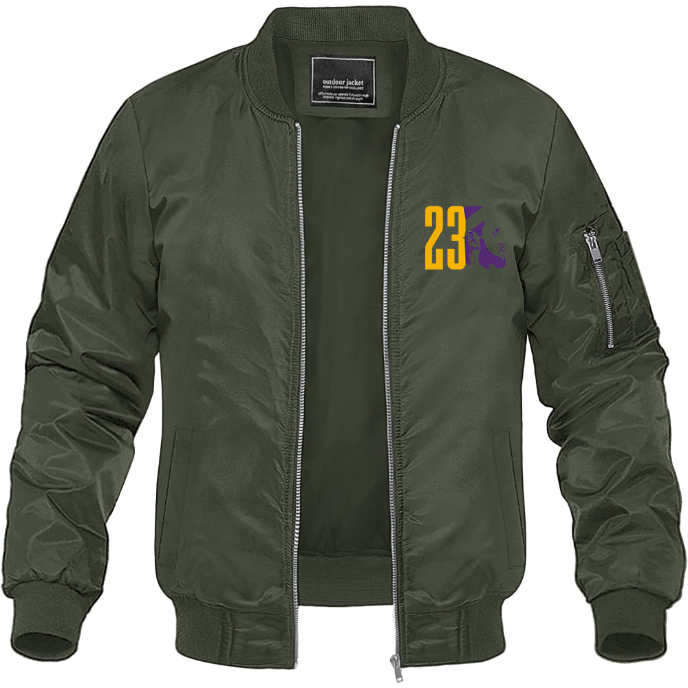 Men's Lebron James 23 Lightweight Bomber Jacket - Army Green