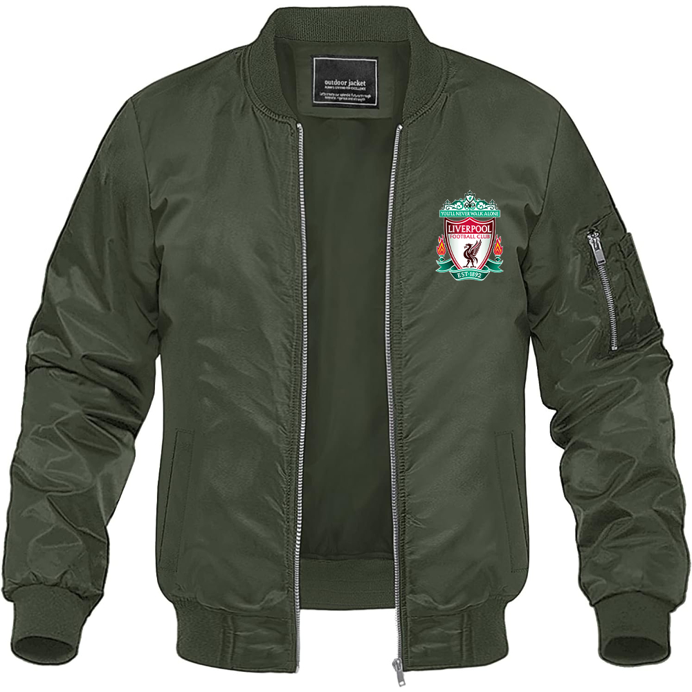 Men's Liverpool Football Club Est.1892 Lightweight Bomber Jacket - Army Green
