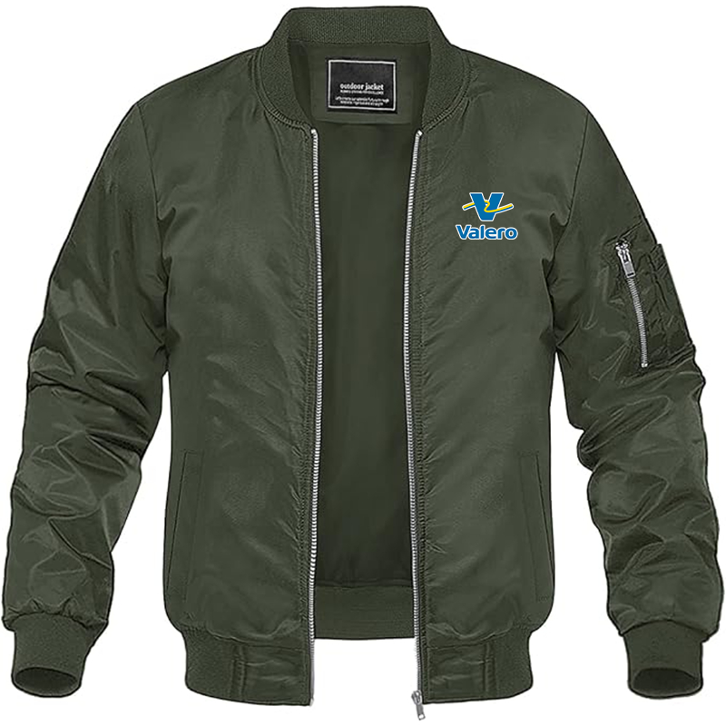 Men's Valero Gas Station Lightweight Bomber Jacket - Army Green