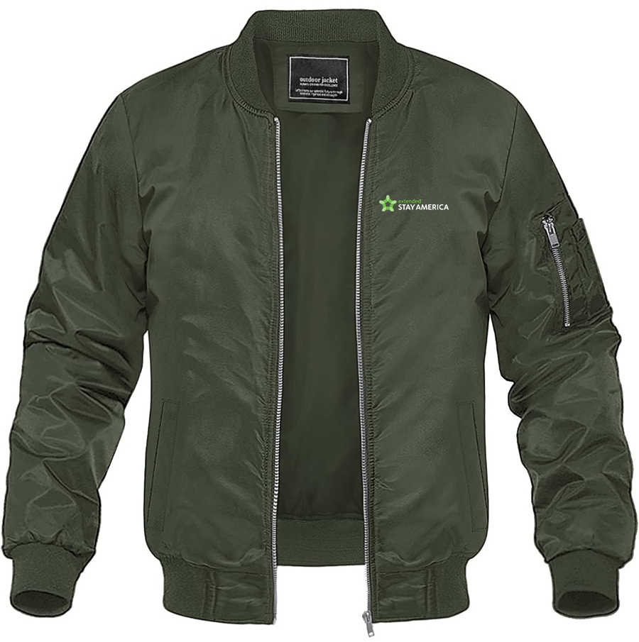 Men's Extended Stay America Lightweight Bomber Jacket - Army Green
