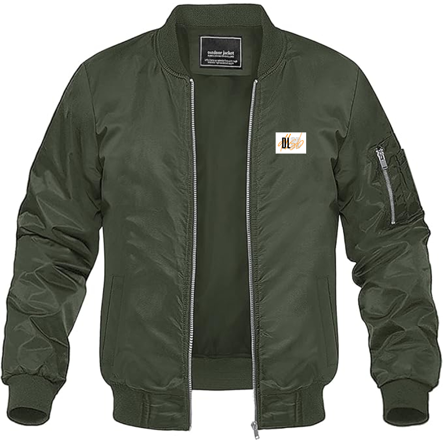 Men's DLSB Logo Lightweight Bomber Jacket Windbreaker Softshell Varsity Jacket Coat