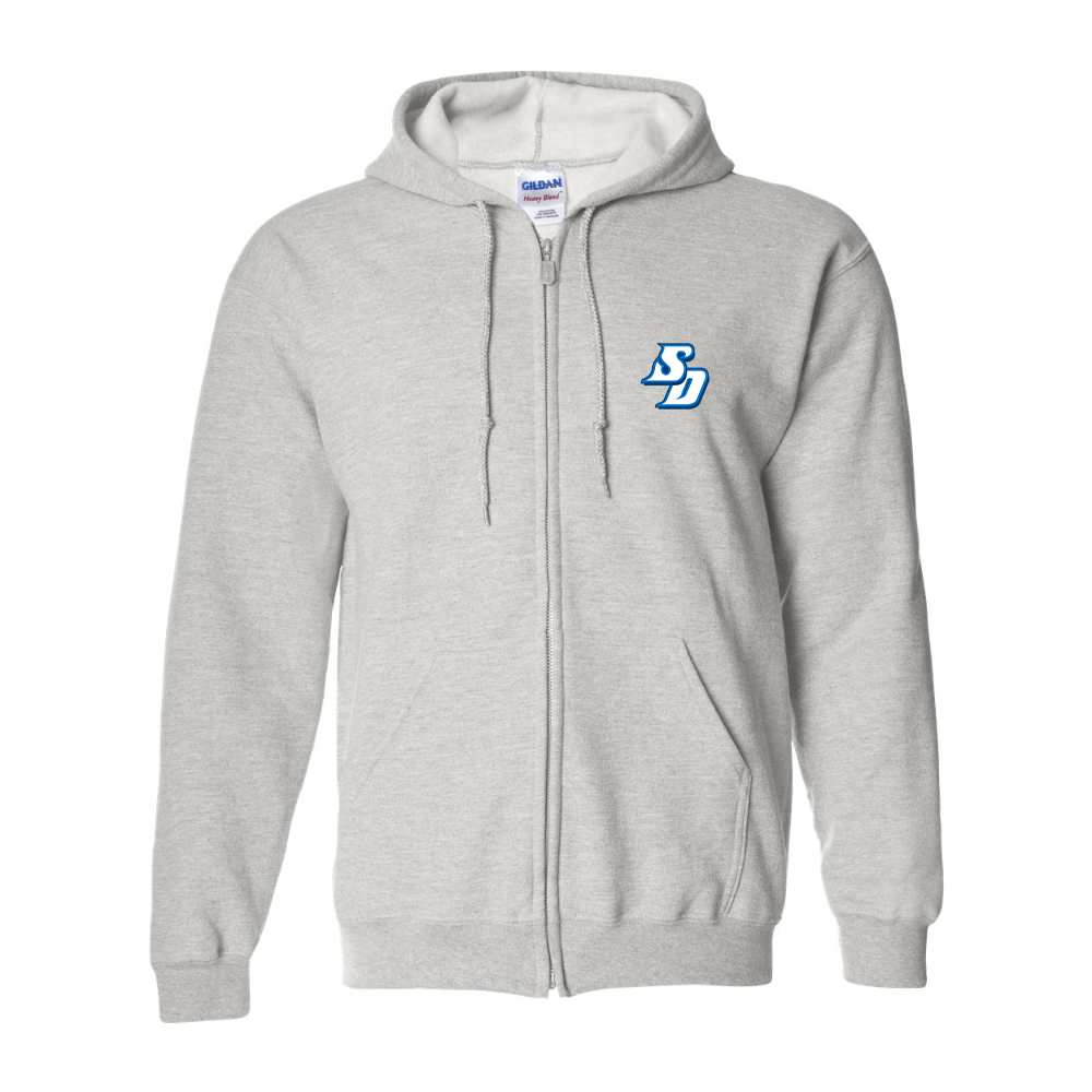 Men's San Diego Toreros Logo Gildan Heavy Blend Full Zip Hooded Sweatshirt