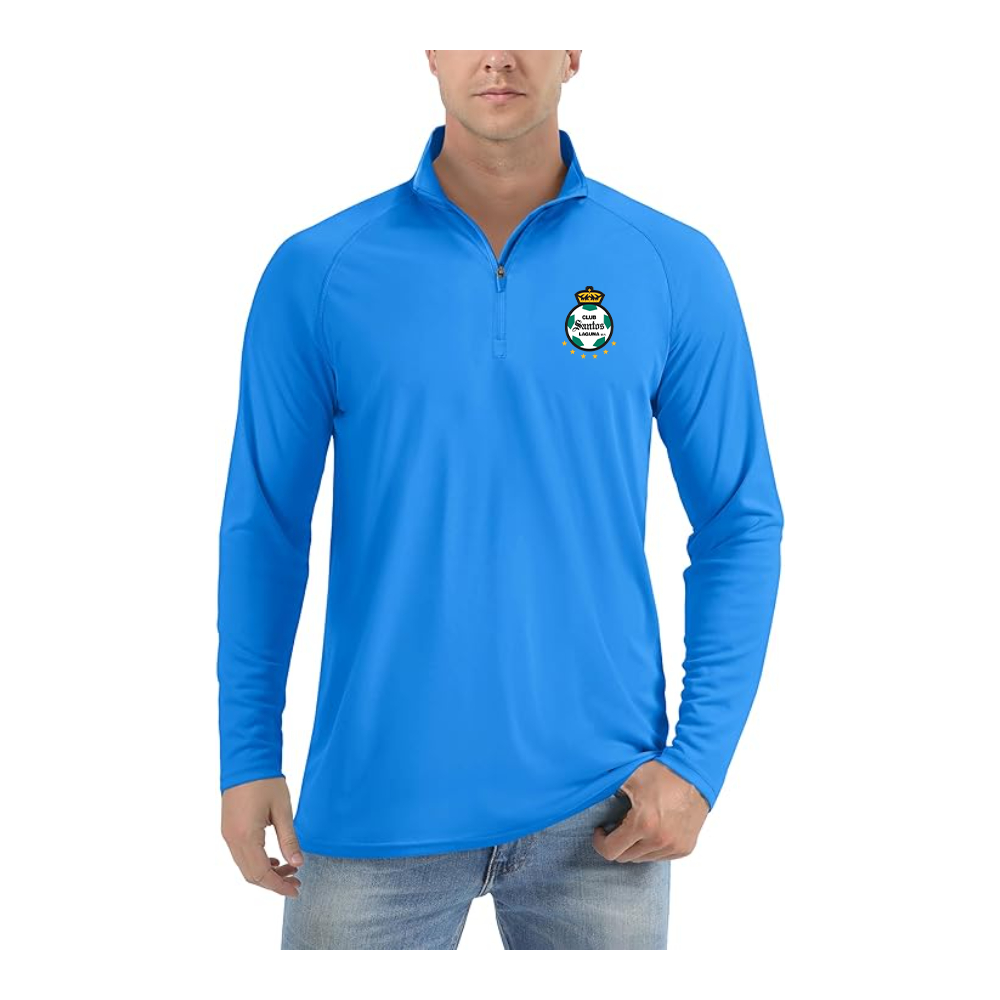 Men's Santos Laguna Soccer Lightweight Quarter-Zip Athletic Shirt Long Sleeve Performance Wear