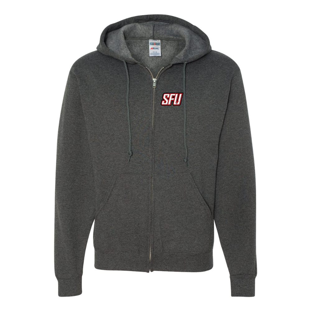Men's Saint Francis Red Flash Logo JERZEES NuBlend Full-Zip Hooded Sweatshirt