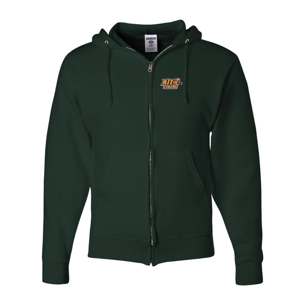 Men's RIT Tigers Logo JERZEES NuBlend Full-Zip Hooded Sweatshirt