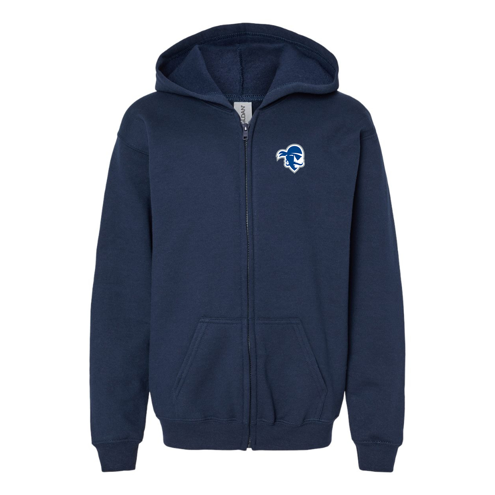 Gildan Heavy Blend Youth Seton Hall Pirates Logo Full Zip Hooded Sweatshirt