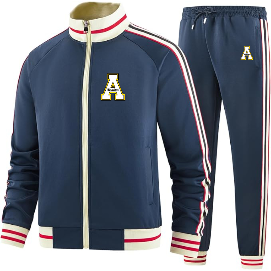 Men's Appalachian State Mountaineers Two Piece Designer Tracksuit with Bold Striped Accents and Zippered Front Elevated Athletic Wear