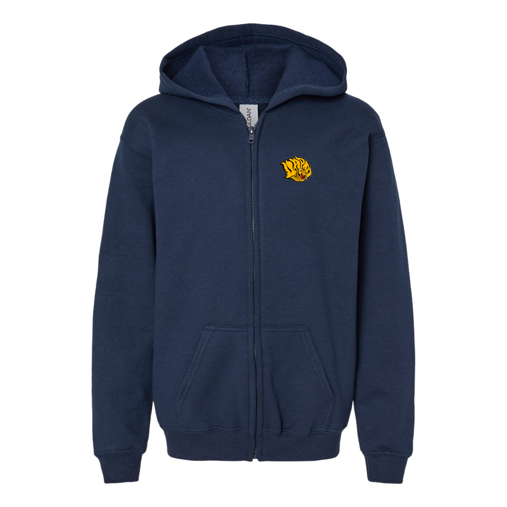 Youth Arkansas PB Golden Lions Gildan Heavy Blend Full Zip Hooded Sweatshirt