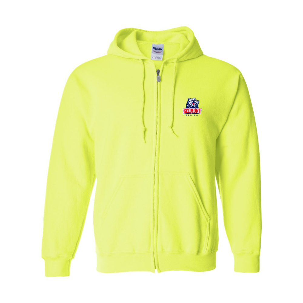 Men's Belmont Bruins Gildan Heavy Blend Full Zip Hooded Sweatshirt