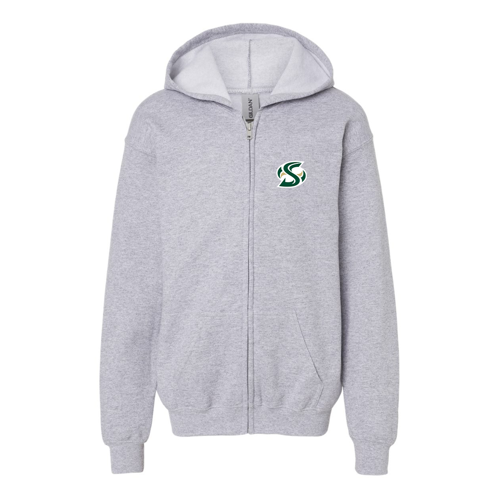 Gildan Heavy Blend Youth Sacramento State Hornets Logo Full Zip Hooded Sweatshirt