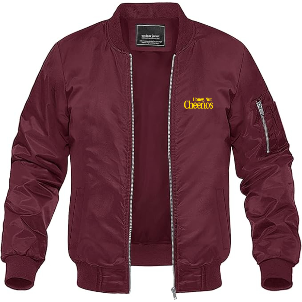 Men's Honey Nut Cheerios Logo Lightweight Bomber Jacket Windbreaker Softshell Varsity Jacket Coat