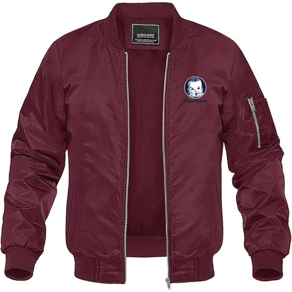 Men's Gerber Logo Lightweight Bomber Jacket Windbreaker Softshell Varsity Jacket Coat