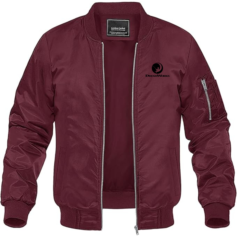 Men's Dreamworks Lightweight Bomber Jacket Windbreaker Softshell Varsity Jacket Coat