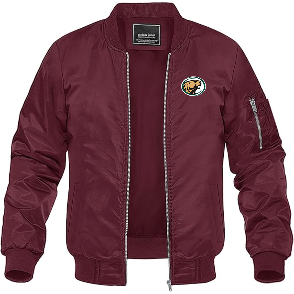 Men's Bemidji State Beavers Lightweight Bomber Jacket Windbreaker Softshell Varsity Jacket Coat