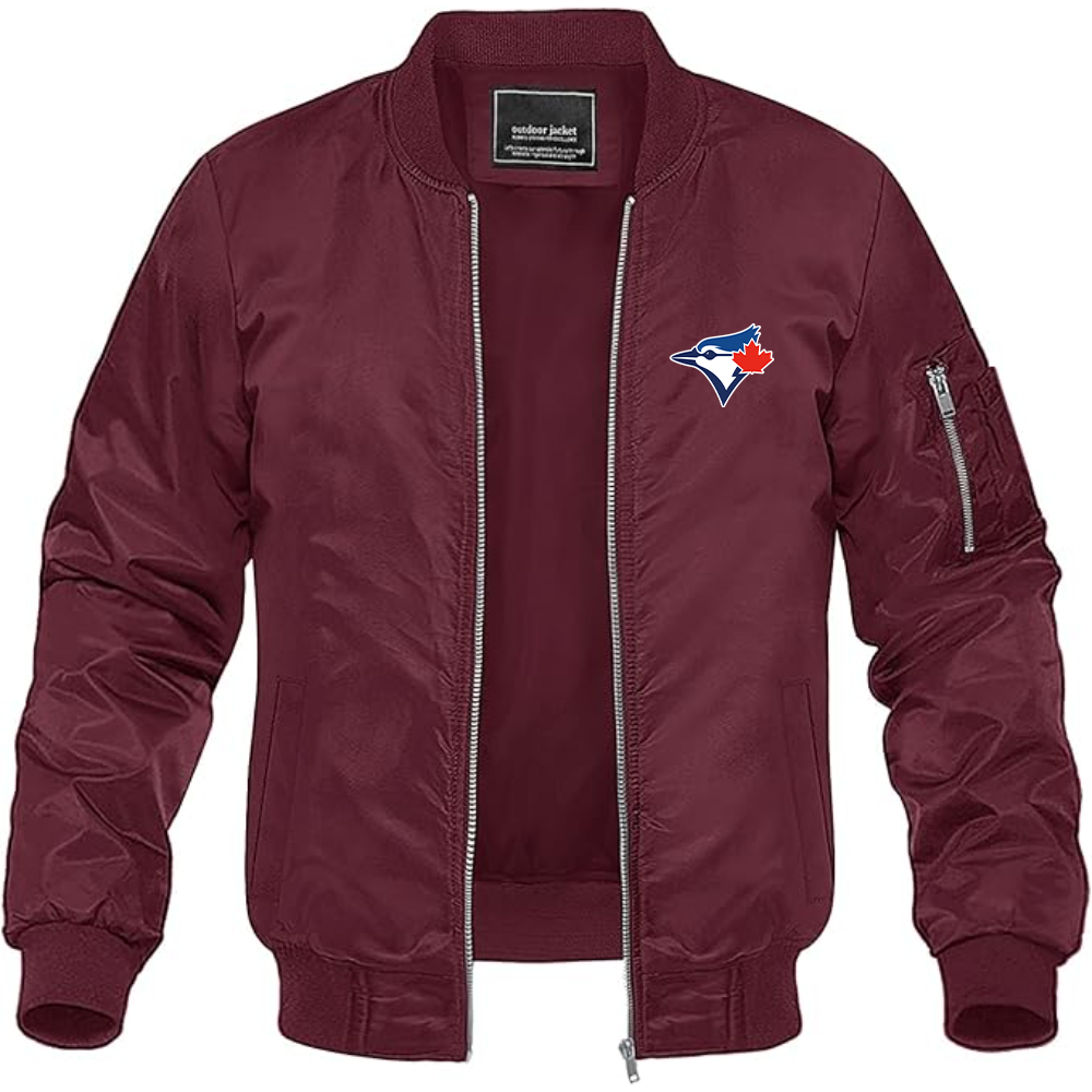 Men's Bluefield Blue Jays Logo Lightweight Bomber Jacket Windbreaker Softshell Varsity Jacket Coat