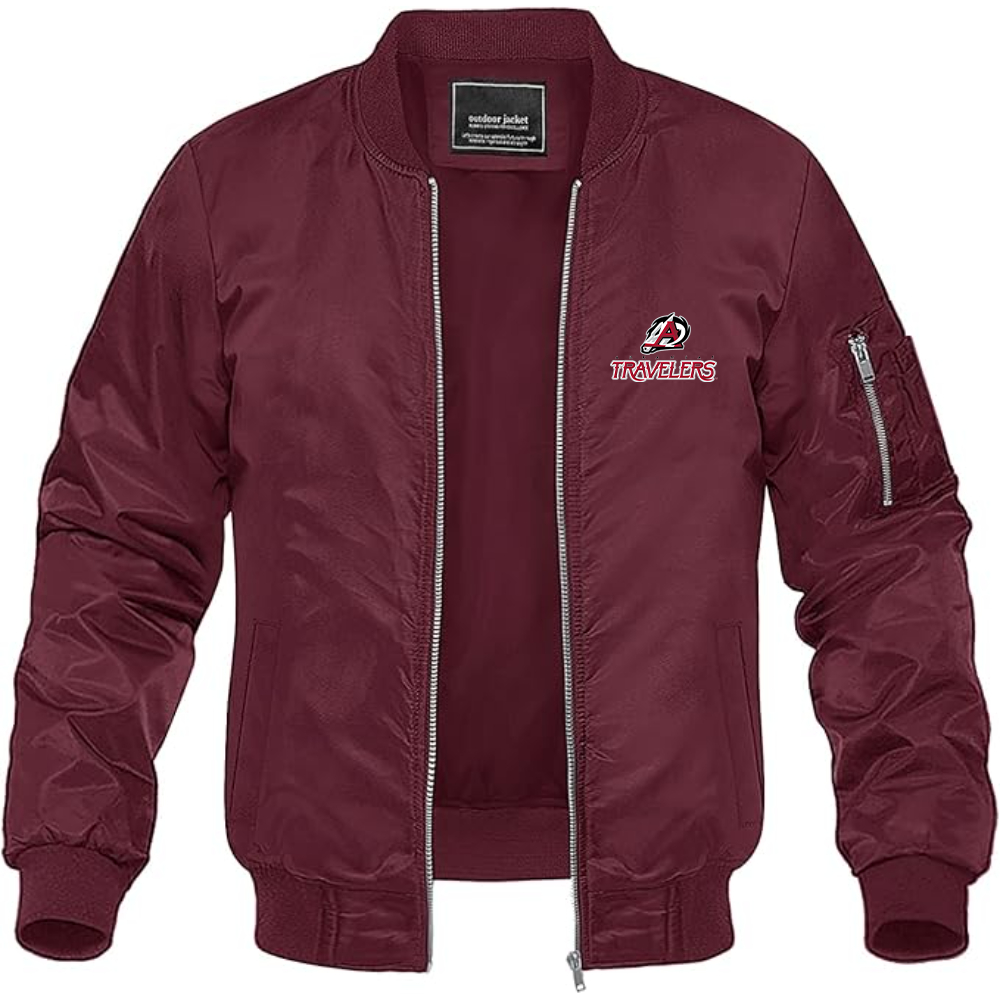 Men's Arkansas Travelers Logo Lightweight Bomber Jacket Windbreaker Softshell Varsity Jacket Coat