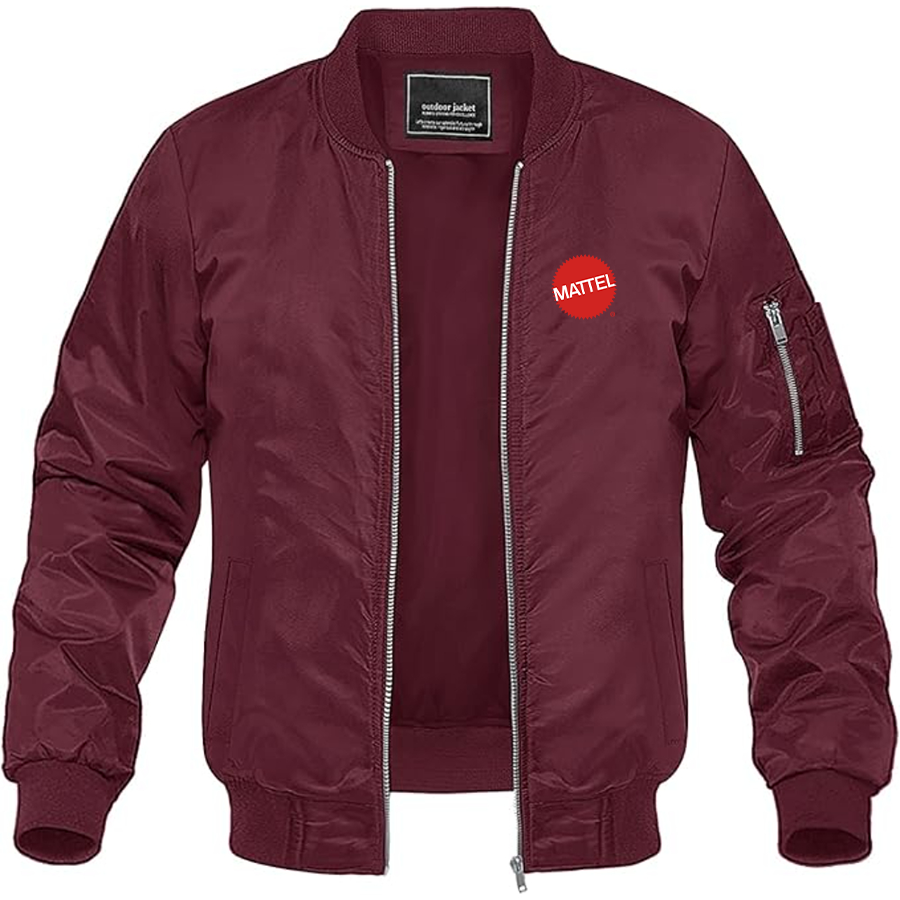 Men's Mattel Logo Lightweight Bomber Jacket Windbreaker Softshell Varsity Jacket Coat
