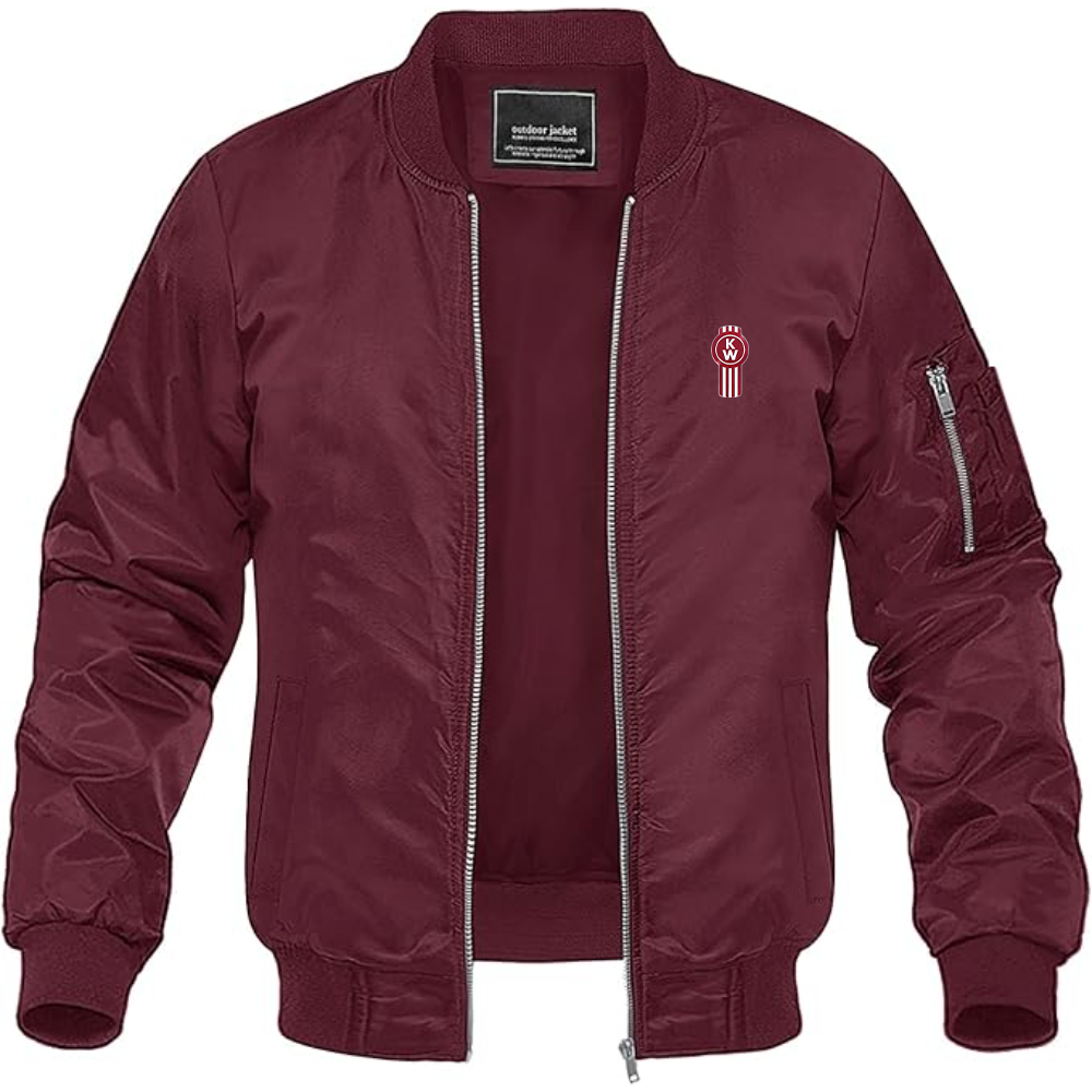 Men's Kenworth Logo Lightweight Bomber Jacket Windbreaker Softshell Varsity Jacket Coat