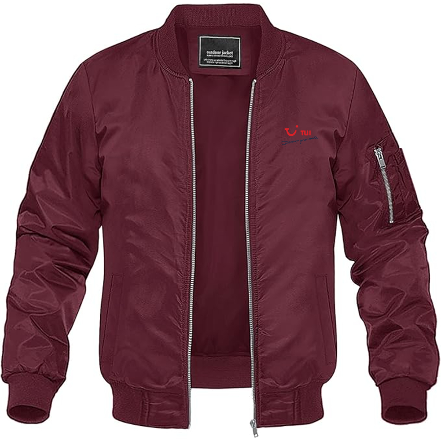 Men's tui Logo Lightweight Bomber Jacket Windbreaker Softshell Varsity Jacket Coat