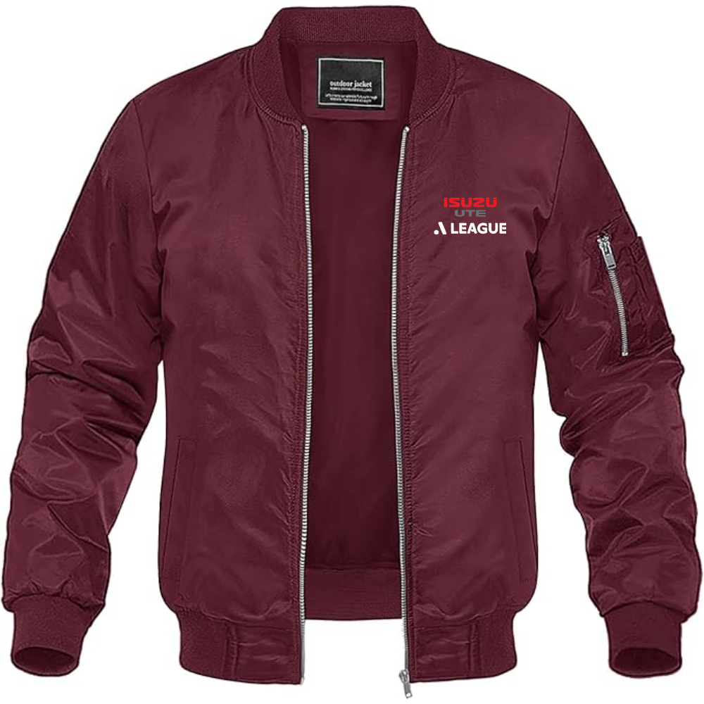 Men's A League Logo Lightweight Bomber Jacket Windbreaker Softshell Varsity Jacket Coat