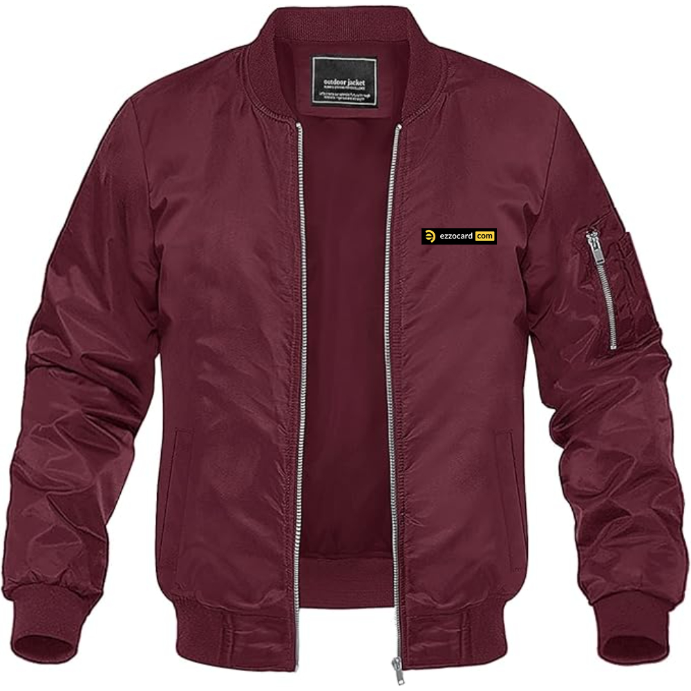 Men's Ezzocard Logo Lightweight Bomber Jacket Windbreaker Softshell Varsity Jacket Coat