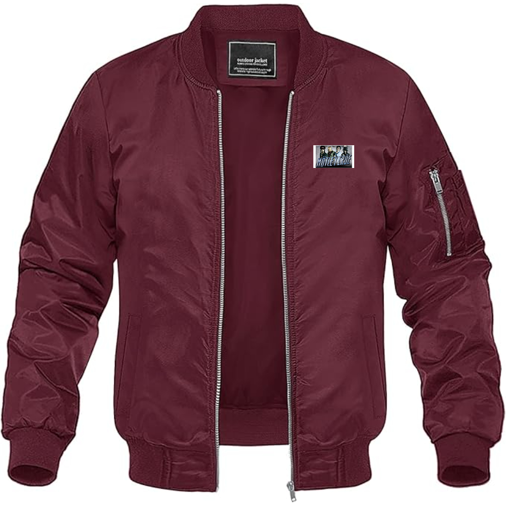 Men's Motley Crue Logo Lightweight Bomber Jacket Windbreaker Softshell Varsity Jacket Coat
