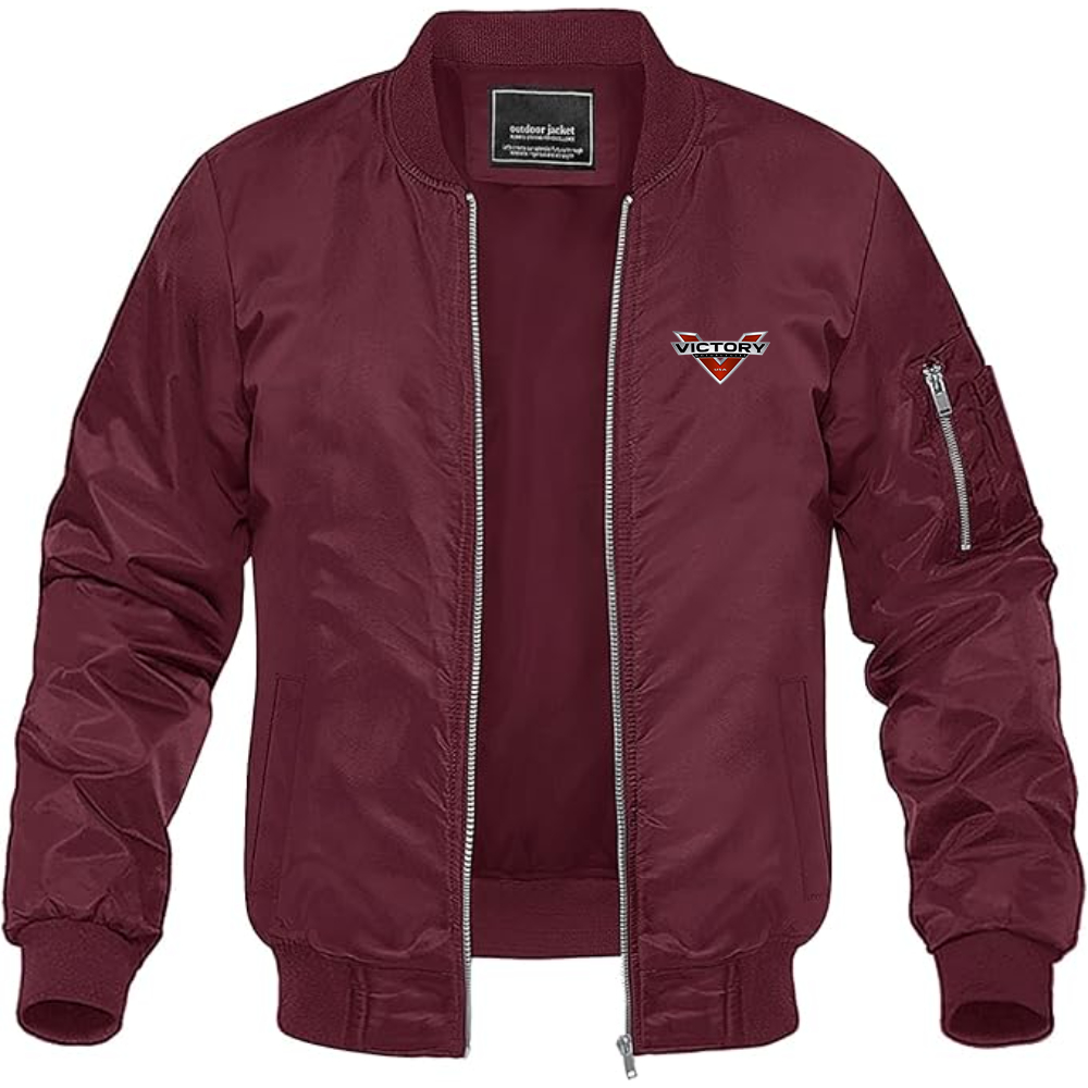 Men's Victory Logo Lightweight Bomber Jacket Windbreaker Softshell Varsity Jacket Coat