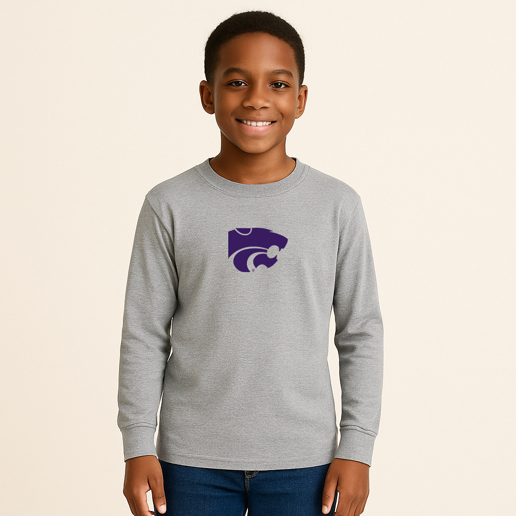 Youth Kansas State Wildcats Logo Cotton Long Sleeve T-Shirt