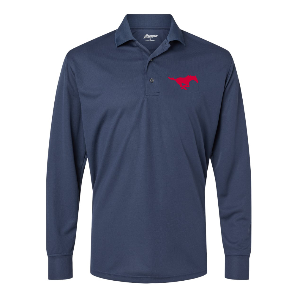 Men's SMU Mustangs Logo Paragon Prescott Long Sleeve Polo