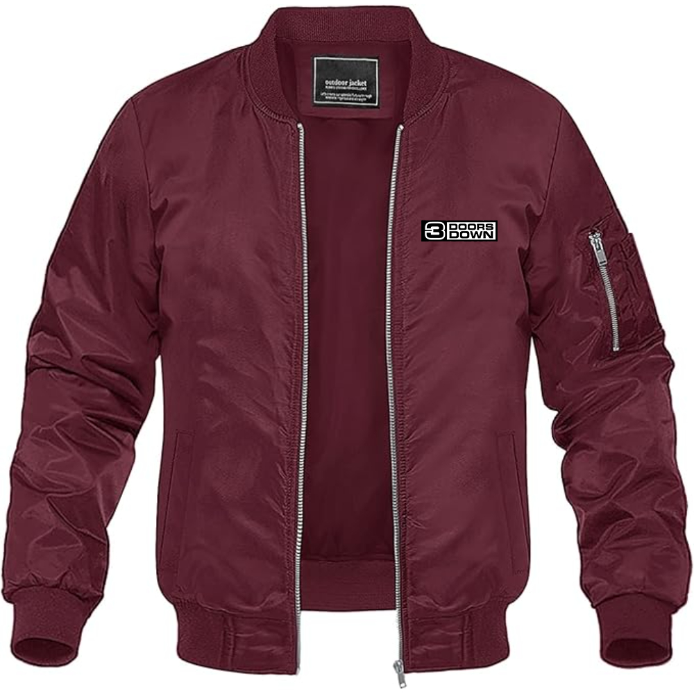 Men's 3 Doors Down Logo Lightweight Bomber Jacket Windbreaker Softshell Varsity Jacket Coat