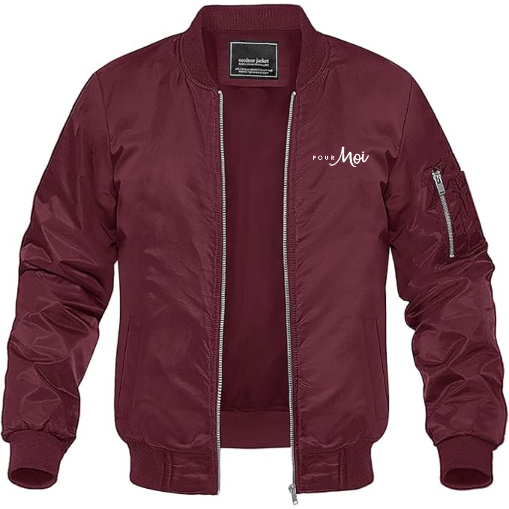 Men's Pour Moi Logo Lightweight Bomber Jacket Windbreaker Softshell Varsity Jacket Coat