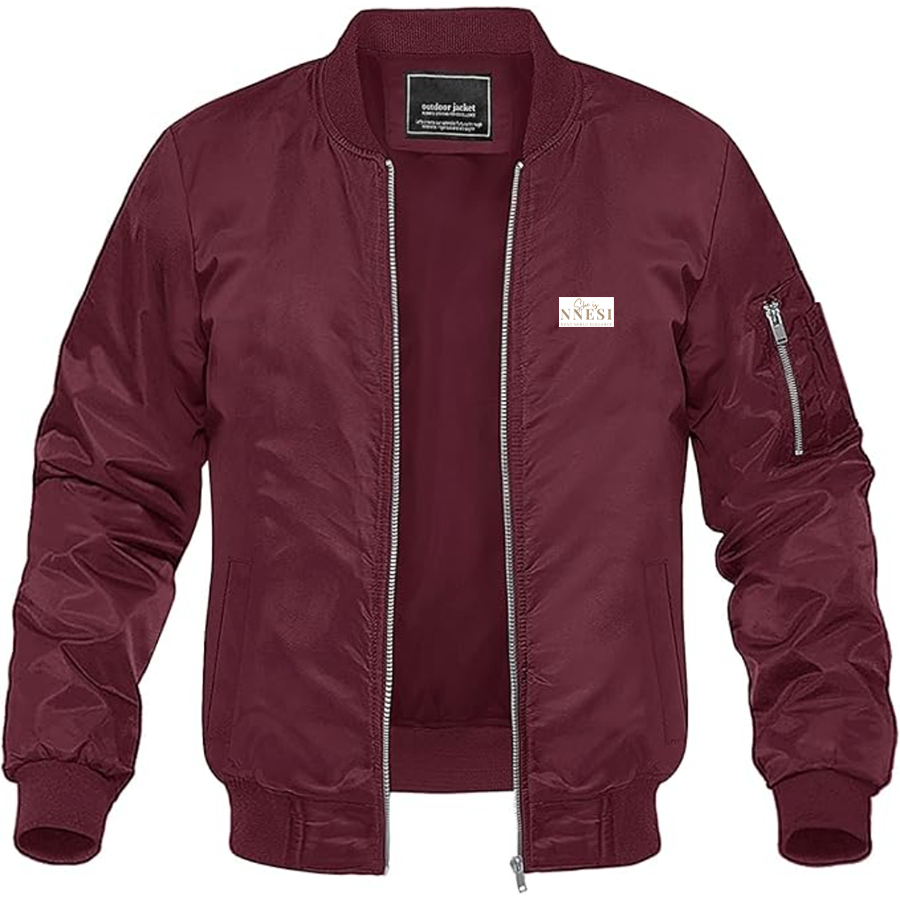 Men's Nnesi Logo Lightweight Bomber Jacket Windbreaker Softshell Varsity Jacket Coat