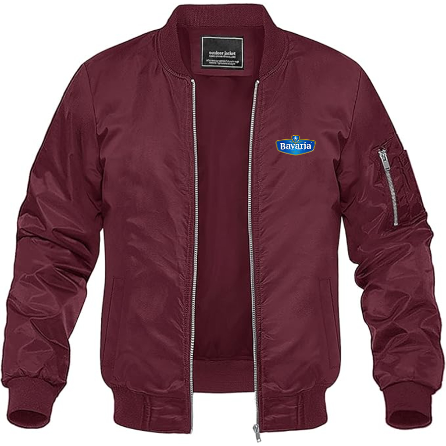 Men's Bavaria Logo Lightweight Bomber Jacket Windbreaker Softshell Varsity Jacket Coat