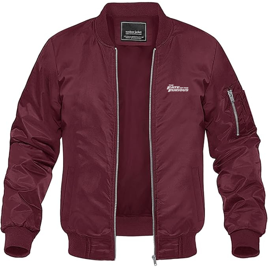 Men's The Fate Of the Furious Logo Lightweight Bomber Jacket Windbreaker Softshell Varsity Jacket Coat