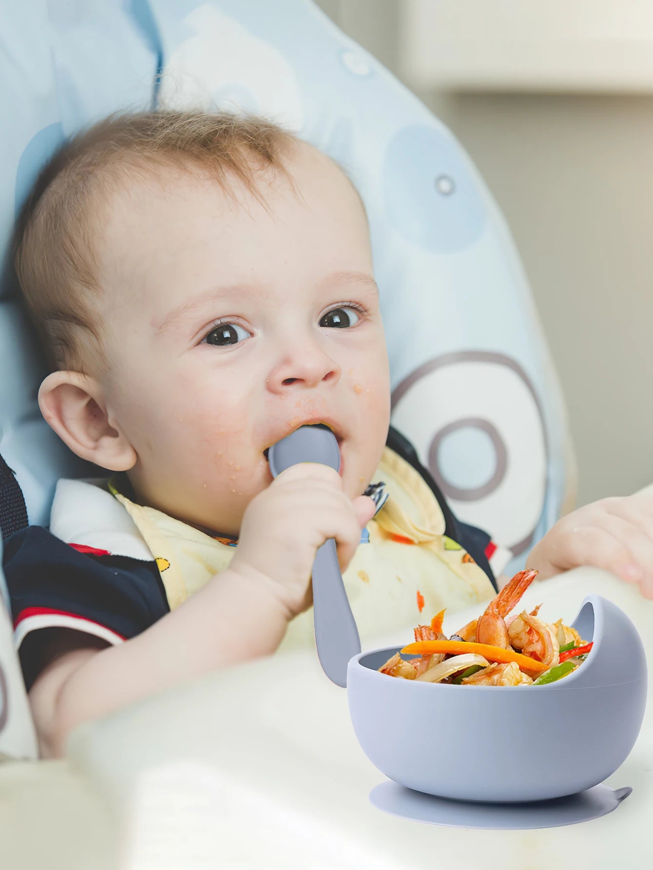 Durable Silicone Baby Bowl and Spoon Set with Suction Base for Mess-Free Feeding