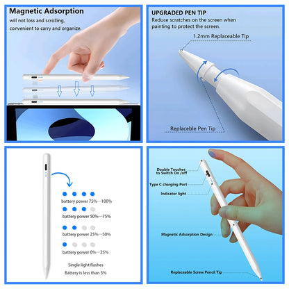 Stylus Pen for iPad with High Precision and Palm Rejection, Compatible with Various iPad Models, Ideal for Drawing and Note-Taking