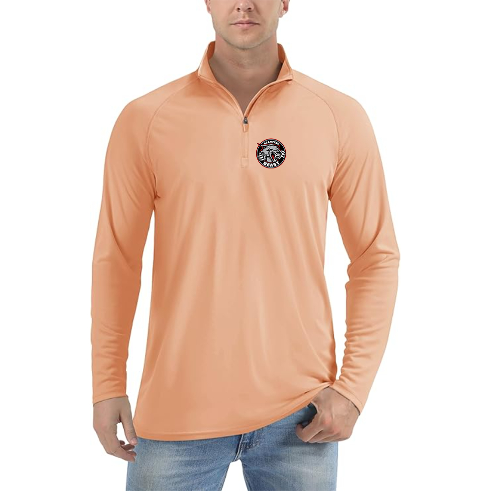 Men's Brampton Beast Logo Lightweight Quarter-Zip Athletic Shirt Long Sleeve Performance Wear