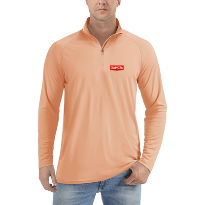 Men's Gancia Logo Lightweight Quarter-Zip Athletic Shirt Long Sleeve Performance Wear