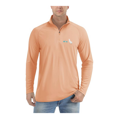 Men's Aflac Logo and Duck Lightweight Quarter-Zip Athletic Shirt Long Sleeve Performance Wear