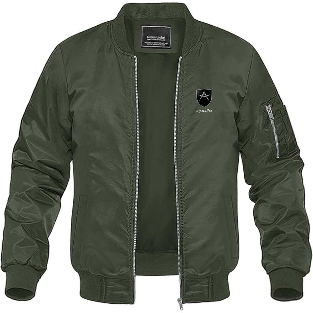 Men's Apollo Logo Lightweight Bomber Jacket Windbreaker Softshell Varsity Jacket Coat