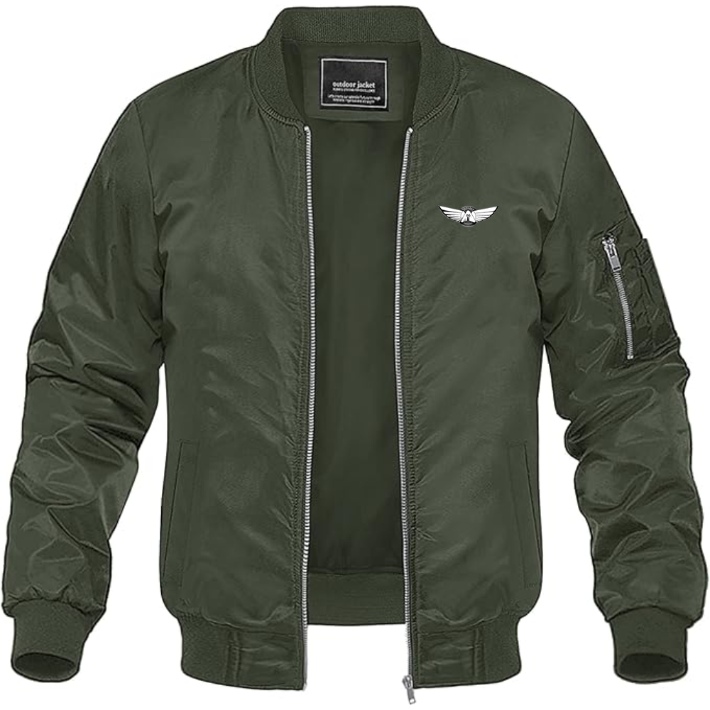 Men's Yuanhang Logo Lightweight Bomber Jacket Windbreaker Softshell Varsity Jacket Coat